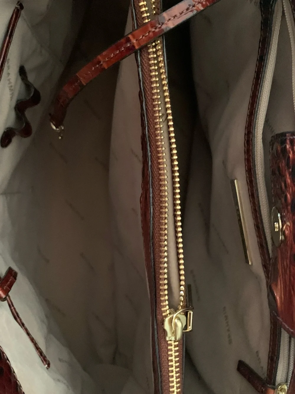 NWT Brahmin Joan Tote Pecan Melbourne Brown Croc Emb Leather Dust Bag Card N4515